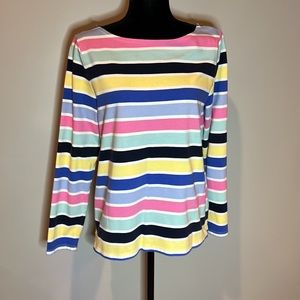 Talbots cotton nautical stripe long sleeve tunic, size XL